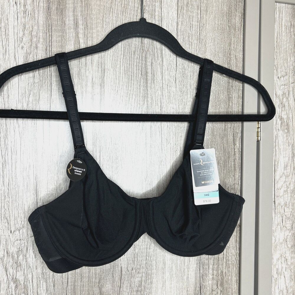 Wacoal Bra Size 34C Shape Revelation Uneven Underwire Black Color 855487 NEW